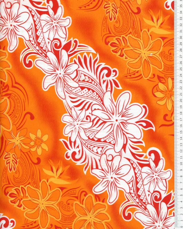 Tissu Polynésien KARI Orange - Tissushop